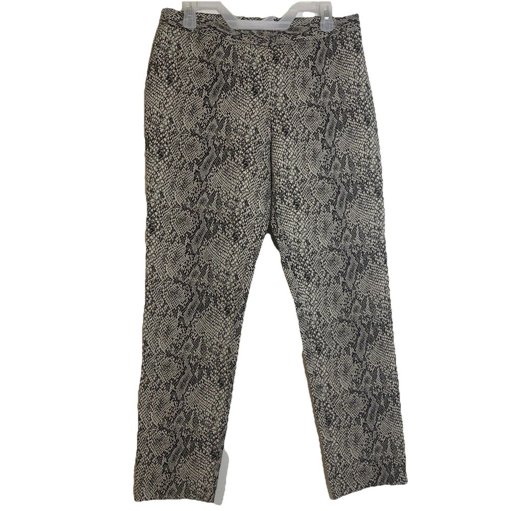 Hunter Bell Pants Straight Leg Snake Print Black White Career Formal - Size 8